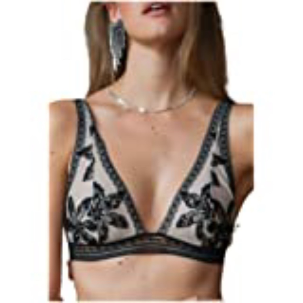 2xHP💝Free People Alia Bralette white and blk - Picture 2 of 4